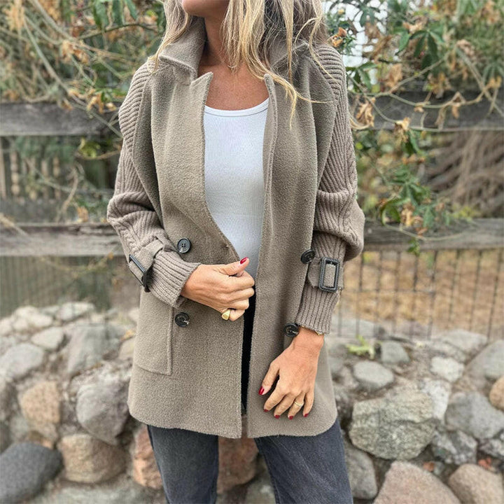 Rosanna | Double-Breasted Coat with Knit Sleeves
